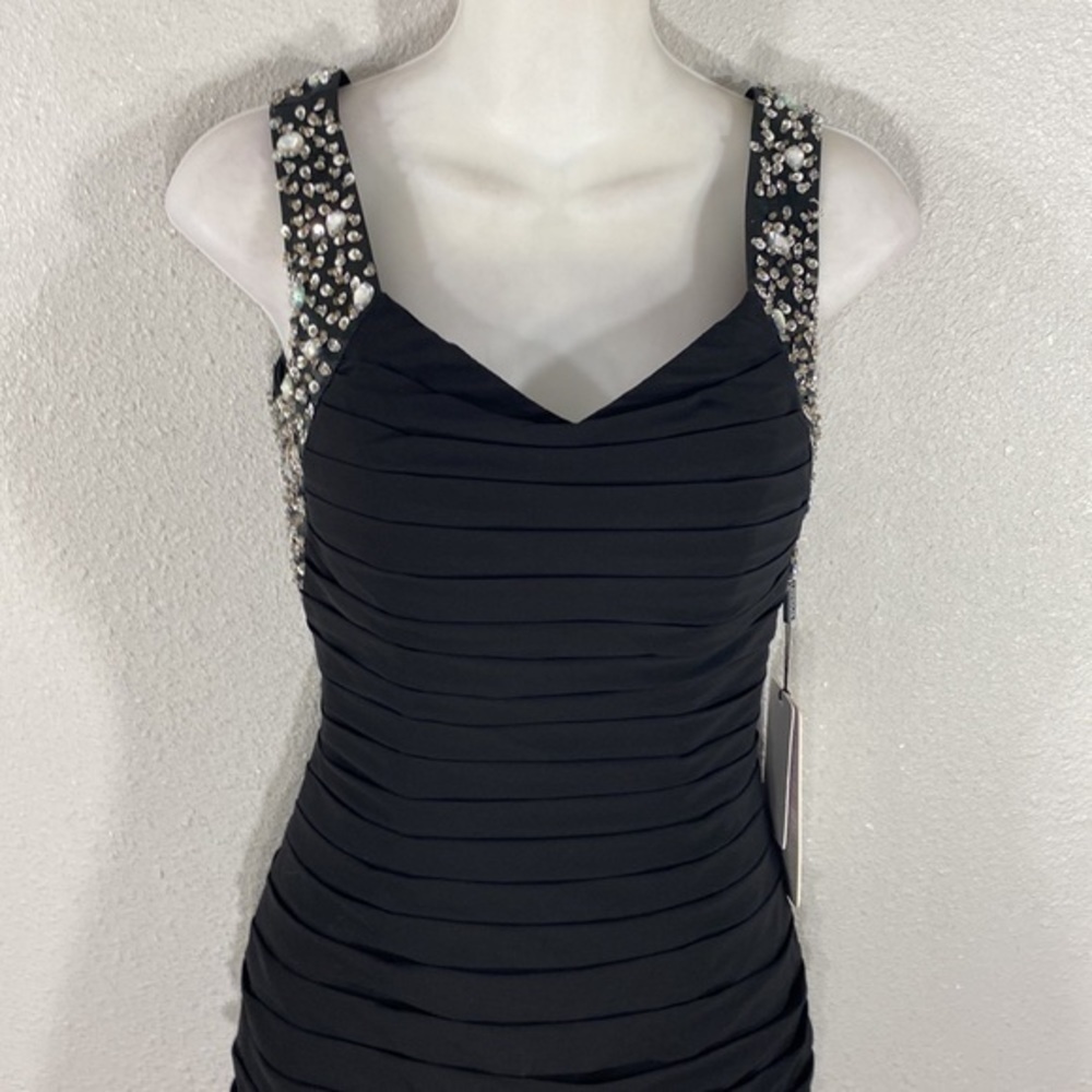 NWT JJ’s House black tiered jewel strap mini dress 4 I8 - Picture 2 of 13